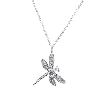 Dragonfly White Gold Necklace-Your Soul Place